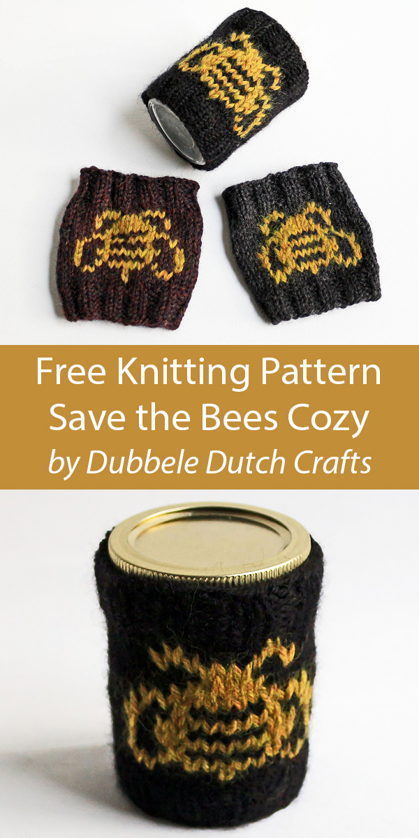 Save the Bees Cozy Free Knitting Pattern Cup or Honey Jar
