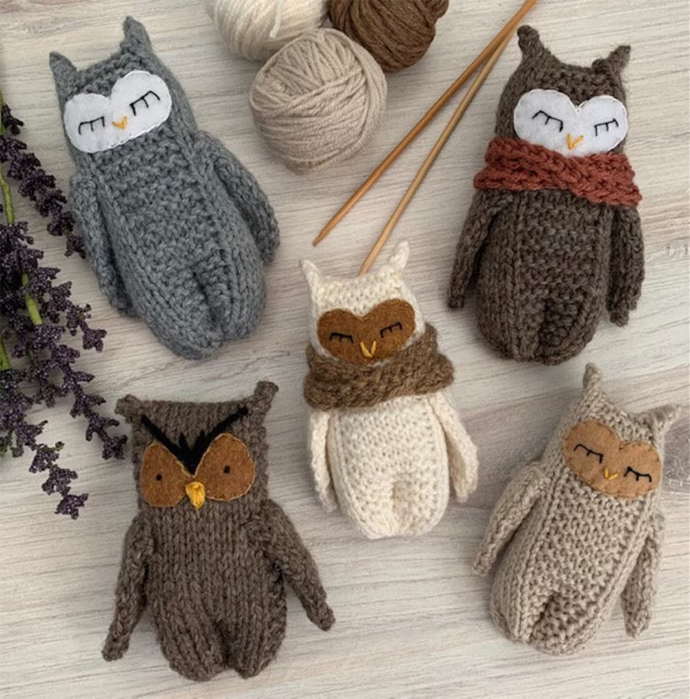 Scandi Owl Knitting pattern for easy Pocket Dolls