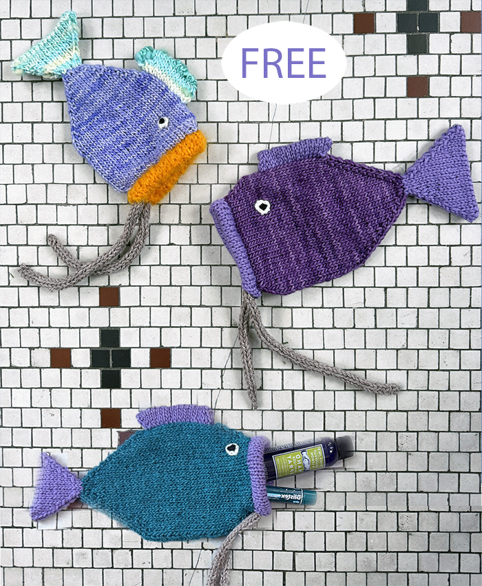 Free Scandi Swimmer Pouch Fish Knitting Pattern