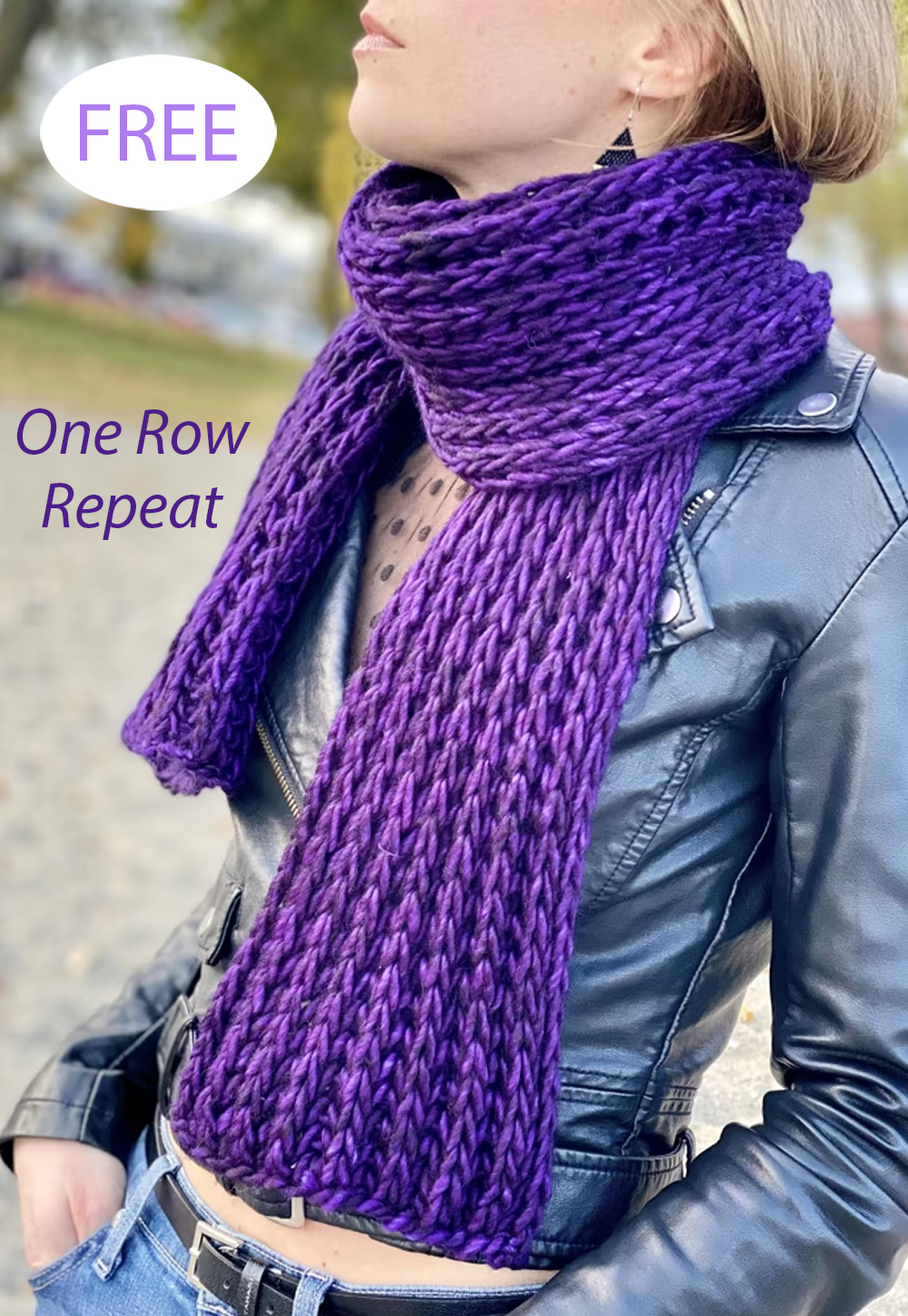 Free For The Love of Brioche Scarf Knitting Pattern One Row Repeat