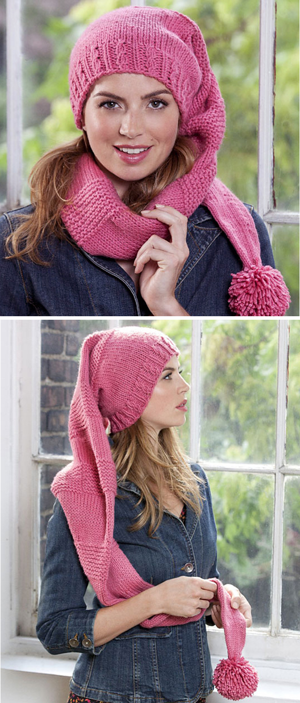 Free Knitting Pattern for Scarf Hat