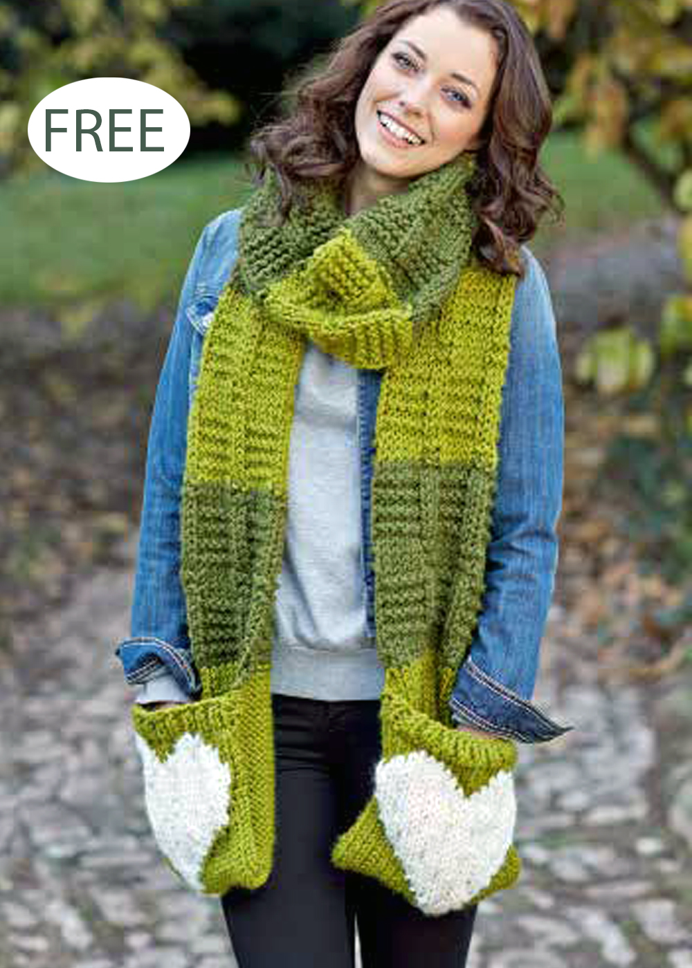 Free All My Heart Scarf Pocket Shawl Knitting Pattern