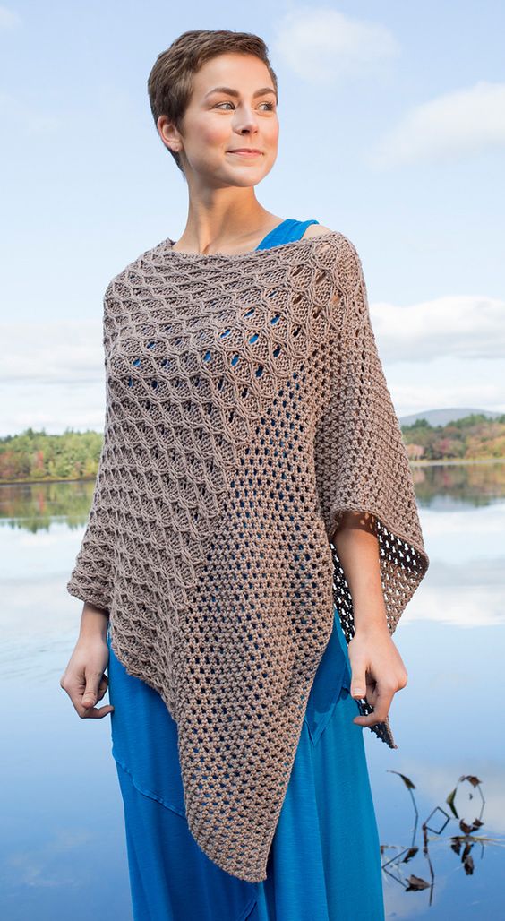 Knitting Pattern for Scarlet Sage Poncho