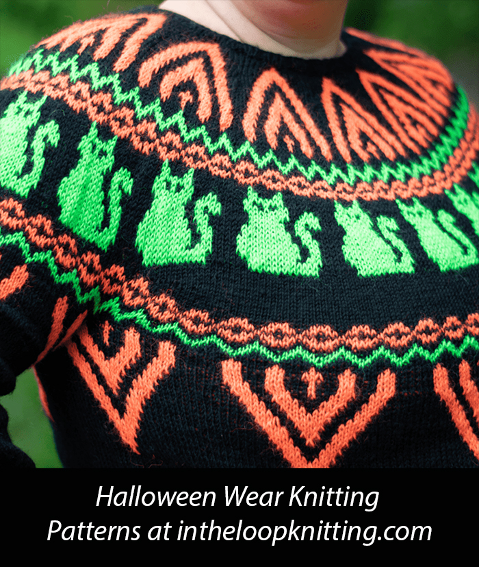 Halloween Scary Cat Sweater Knitting Pattern