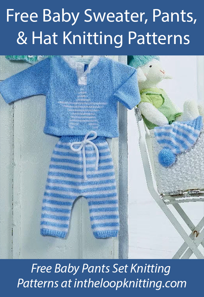 Free Baby Set Knitting Pattern Sweater, Pants, Hat