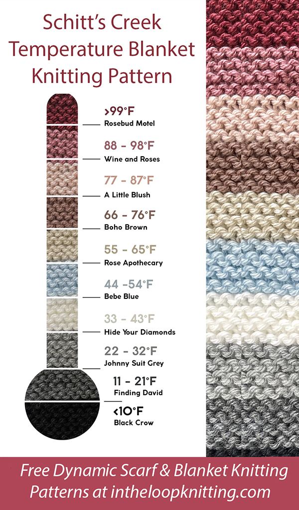 Schitt’s Creek Temperature Blanket Free Knitting Pattern or Kit