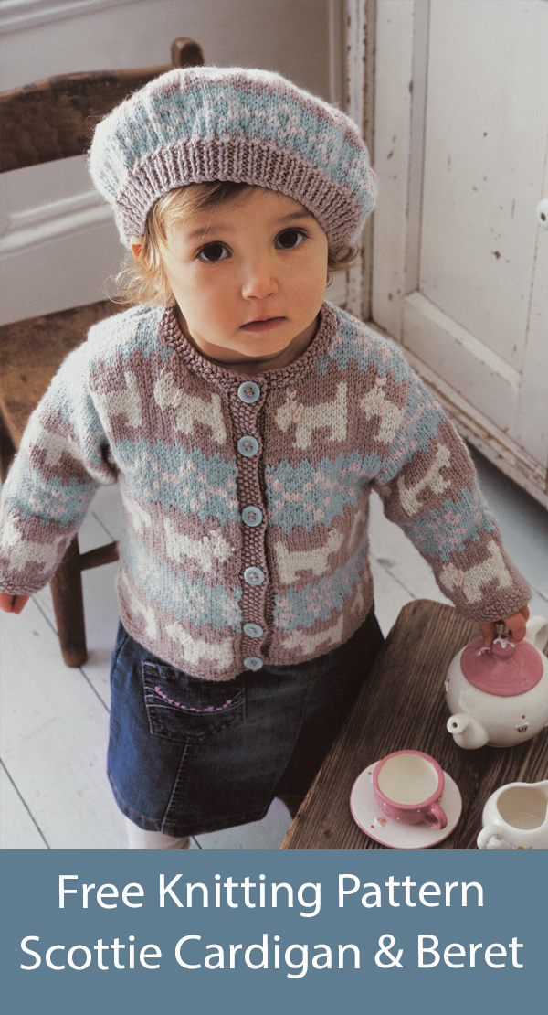 Free Knitting Pattern Scottie Cardigan and Beret for Children