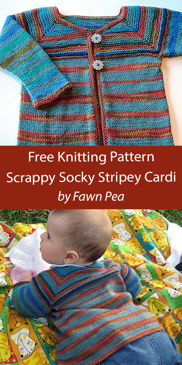 Free Baby Cardigan Knitting Pattern Scrappy Socky Stripey Cardi