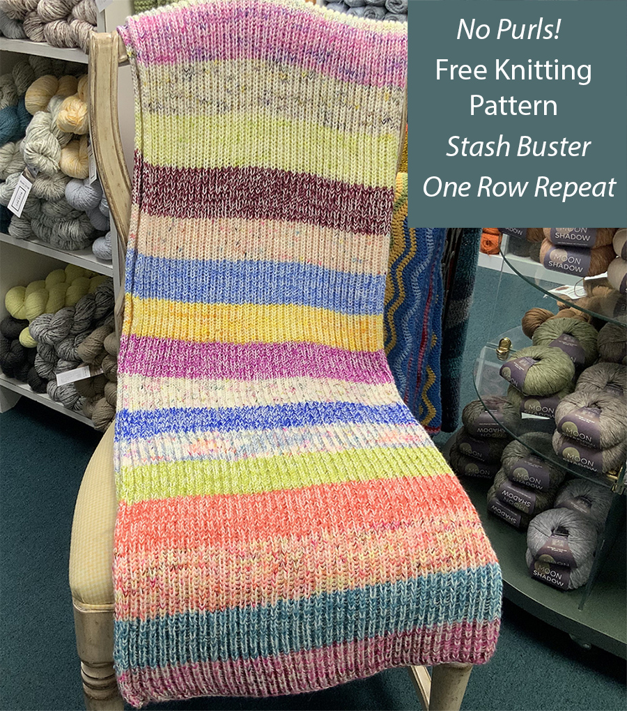 Free No Purl Scrappy Squishtastic Blanket Knitting Pattern