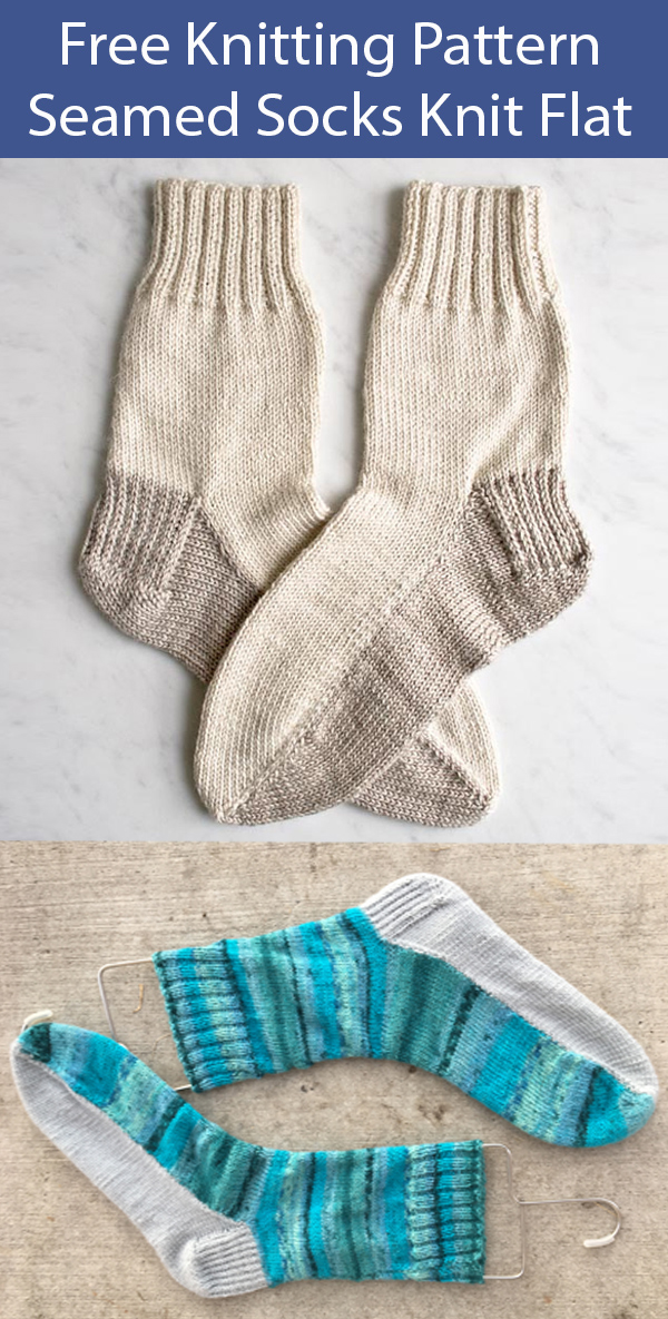 Free Knitting Pattern for Seamed Socks Knit Flat