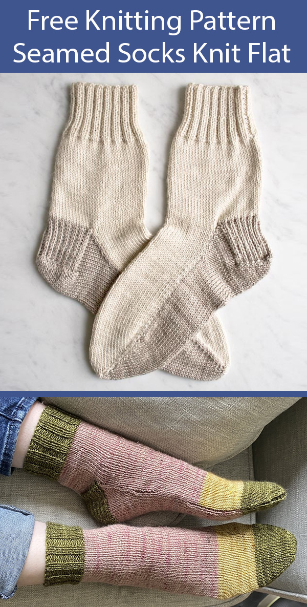 Free Knitting Pattern for Seamed Socks Knit Flat