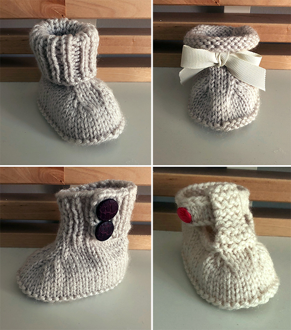Free Knitting Pattern for 4 Seamless Baby Booties