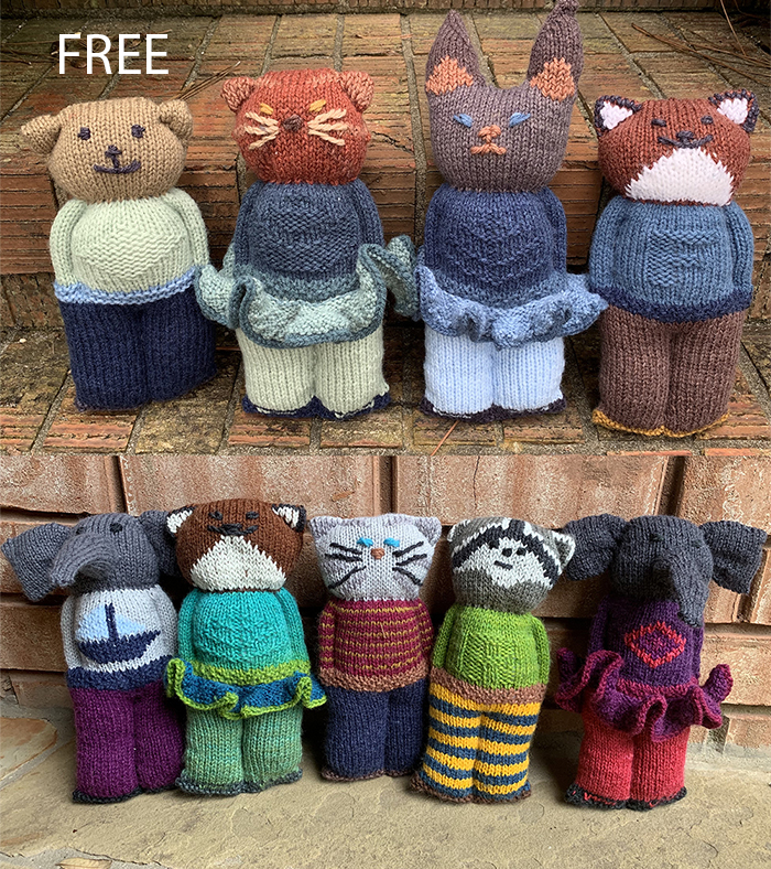 Free Knitting Pattern Seamless Animal Dolls