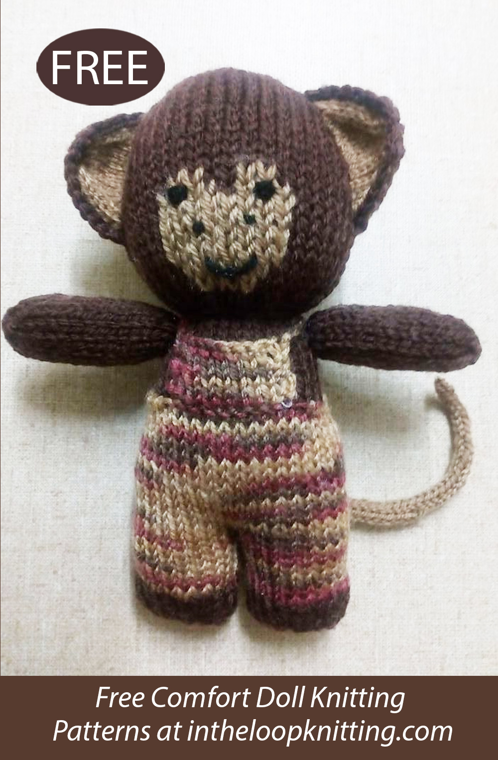 Free  Monkey Knitting Pattern Comfort Dolls