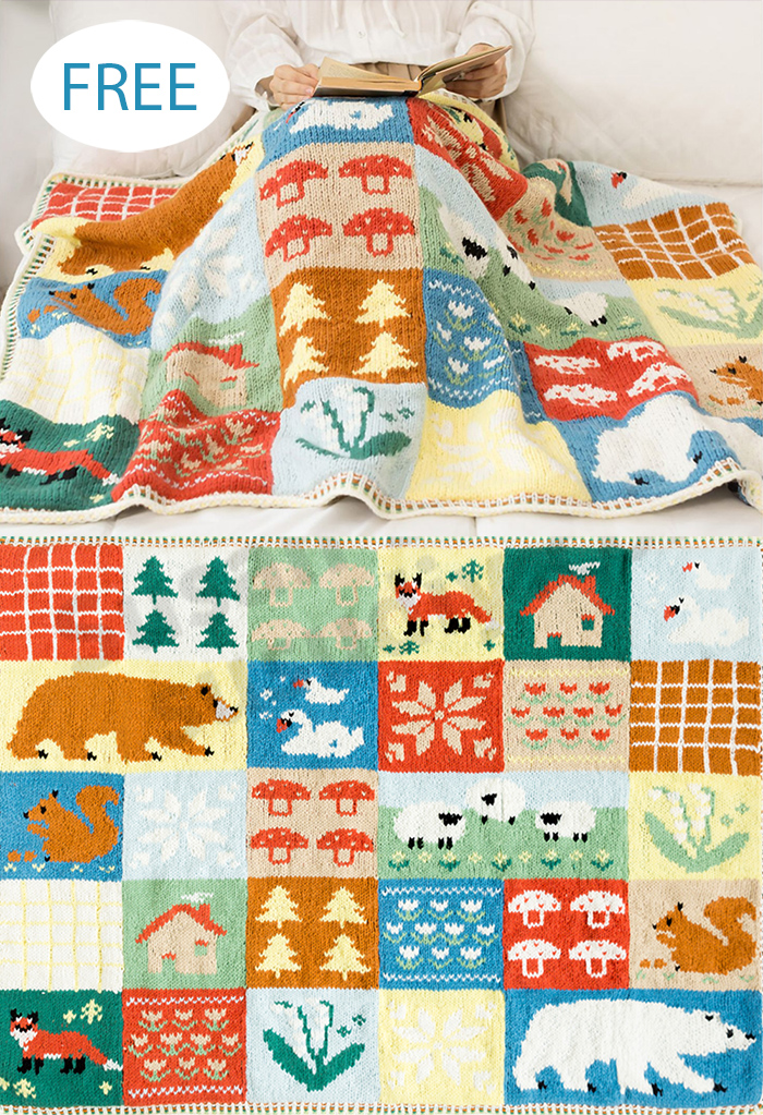 Forest Sampler Blanket Sampler Block Blanket Free Knitting Pattern