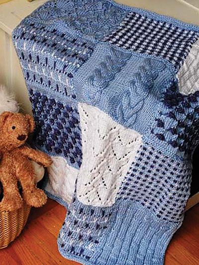 Free knitting pattern for Three Color Sampler Afghan and more stitch sampler knitting patterns