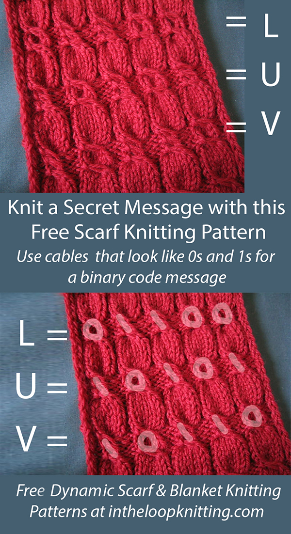 Secret Message Scarf Free Knitting Pattern Secret Admirer Binary Code