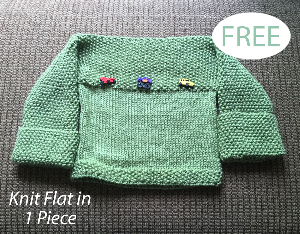 Seed Stitch T-Top Baby Sweater Free Knitting Pattern