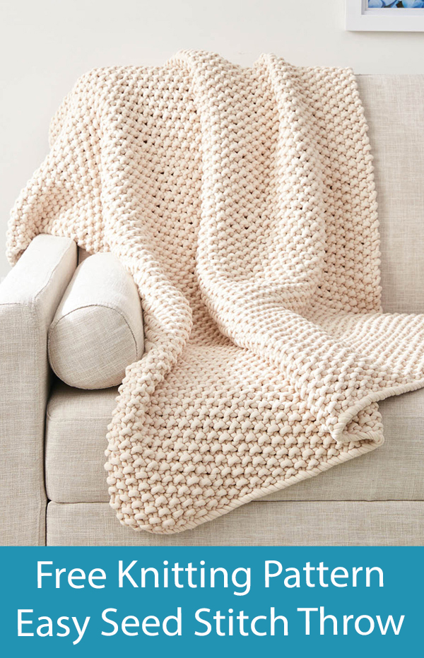 Free Easy Blanket Knitting Pattern Beginner Seed Stitch Throw
