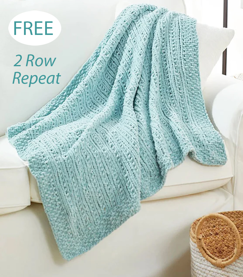 Seeded Columns Blanket Free Knitting Pattern