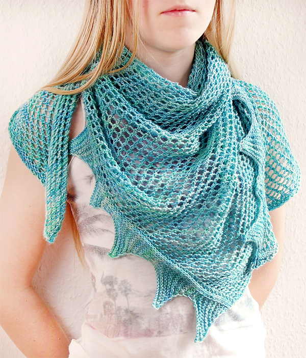 Free Knitting Pattern for One Skein SeeSea Shawl