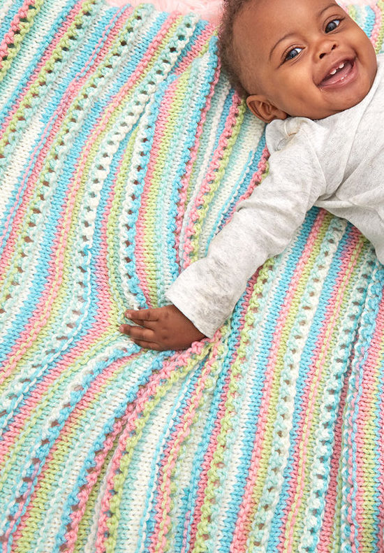 Free Knitting Pattern for Easy Self-Striping Baby Blanket