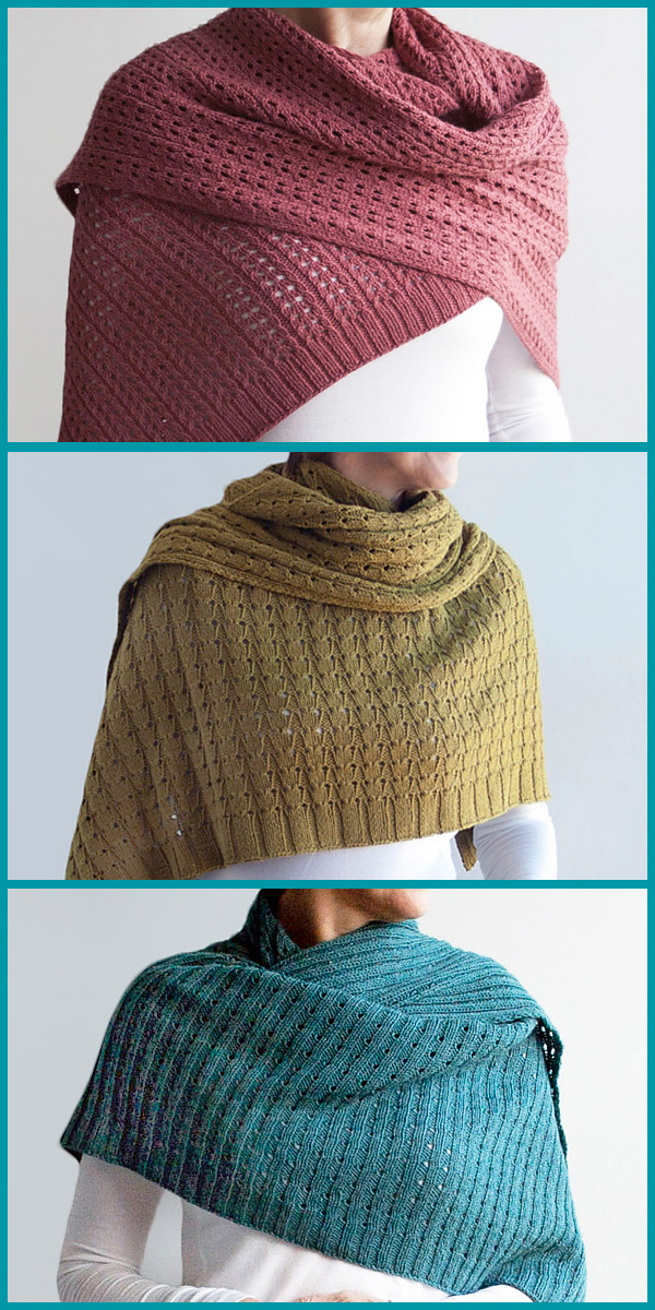 Easy Knitting Pattern Set for 3 Sentimental Journey Shawls