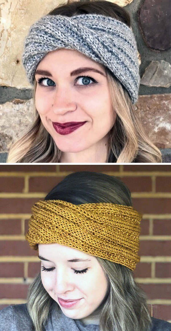 thumbnail interactive-video image 1 of Women's Knit Headband With Twist Knot – Winter Knitted Hairband, Earwarmers, Stretch, One Size, Axy 1 of 5
