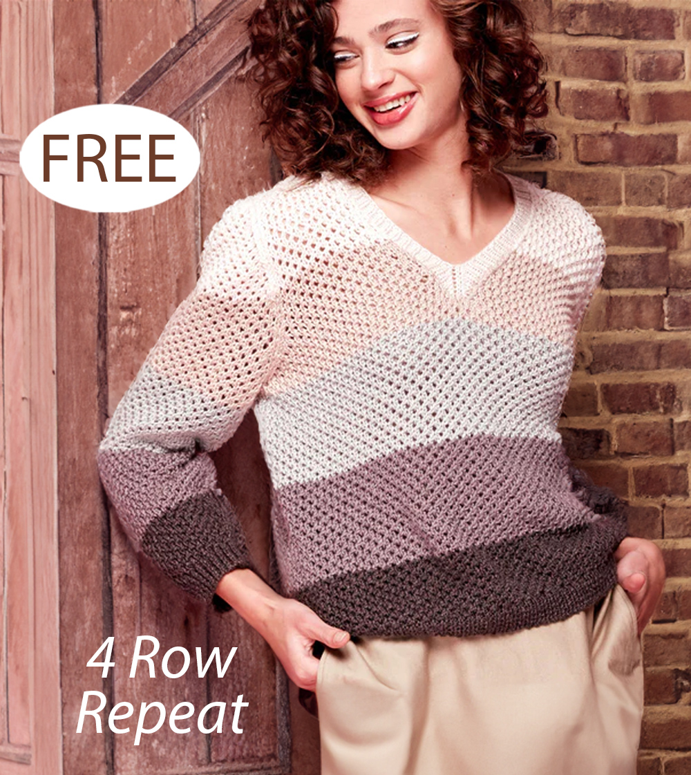 Free Shaded Steps V-Neck Pullover Pattern Knitting Pattern