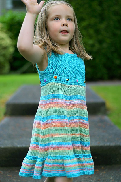 Free knitting pattern for girl's dress Shades of Summer and more dress knitting patterns for children