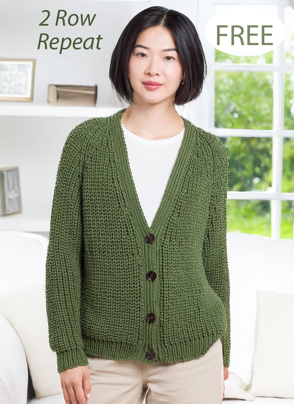 Free Knitting Pattern for 2 Row Repeat Shake It Up Rib Cardigan