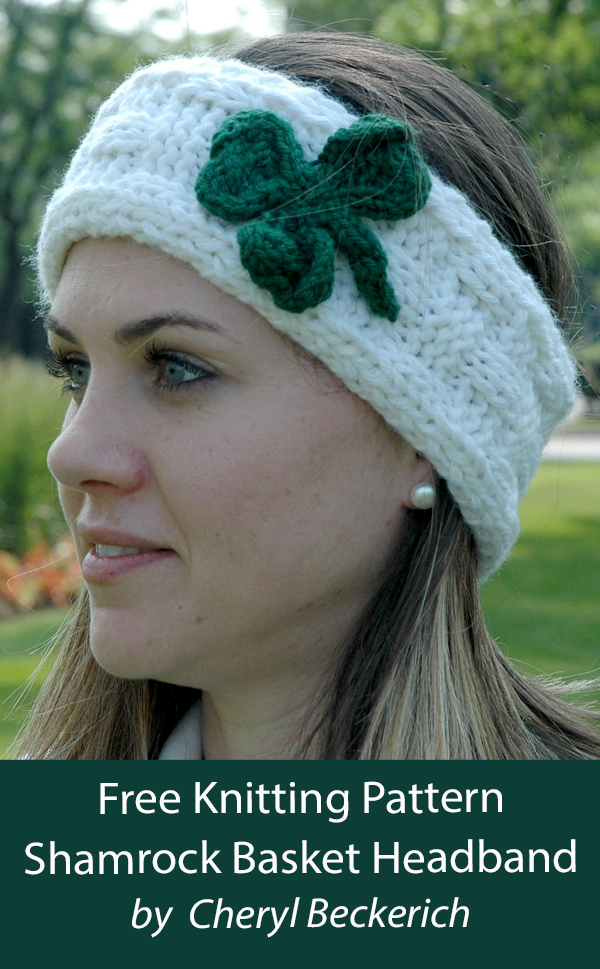 Free Knitting Pattern Shamrock Basket Headband