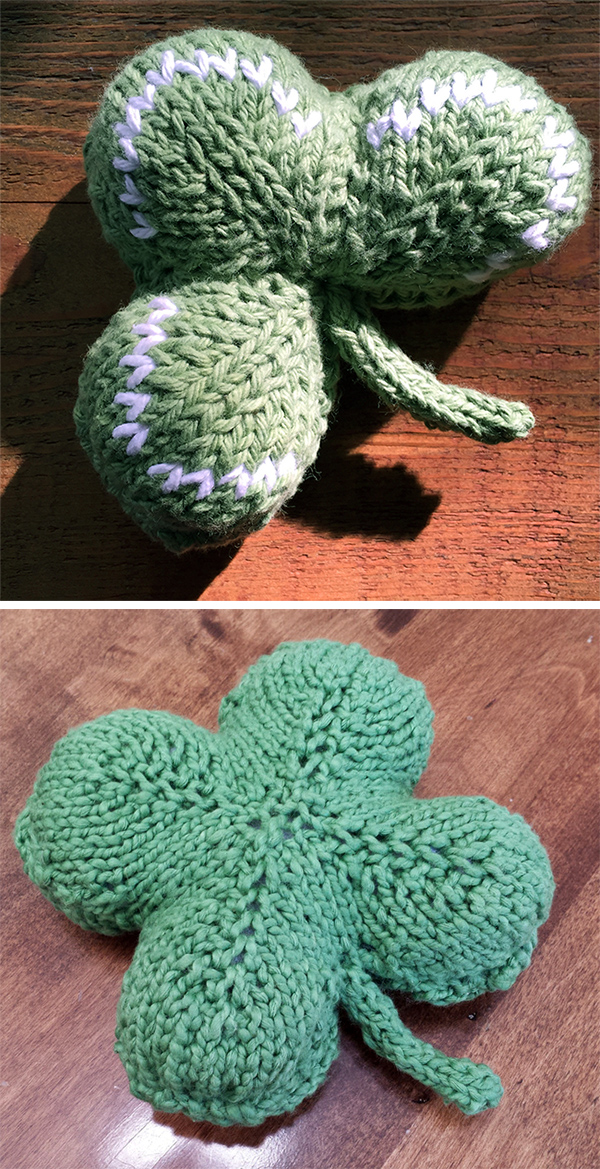 Free Knitting Pattern for Shamrock or Clover Hot/Cold Pack or Toy