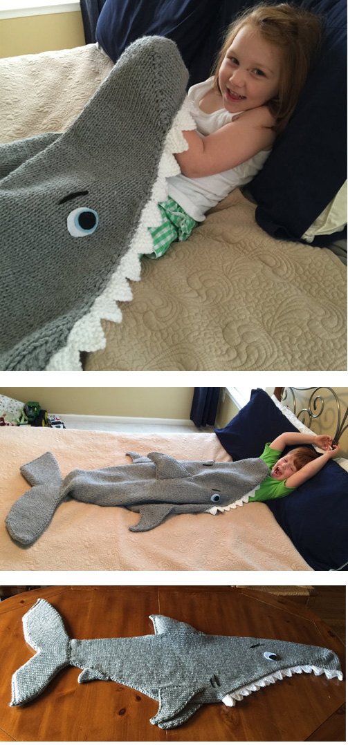 Knitting pattern for Shark Attack Blanket