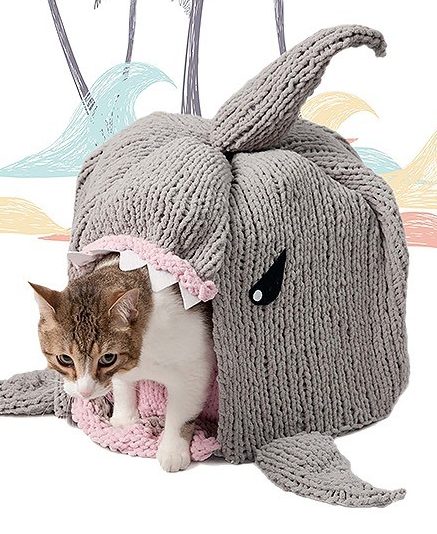 Knitting Pattern for Shark Cat Cave