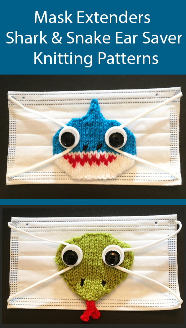 Mask Extender Knitting Patterns for Shark and Snake Ear Saver