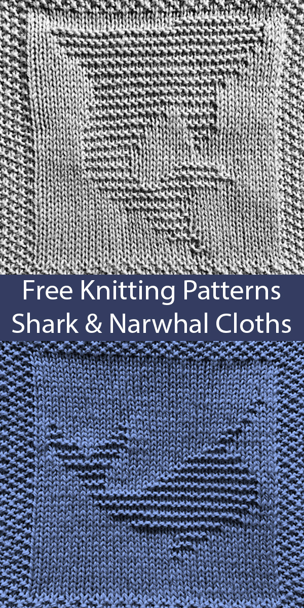 Free Shark and Narwhal Dish Cloth Knitting Patterns