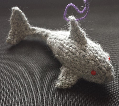 Free Knitting Pattern for Shark Christmas Ornament