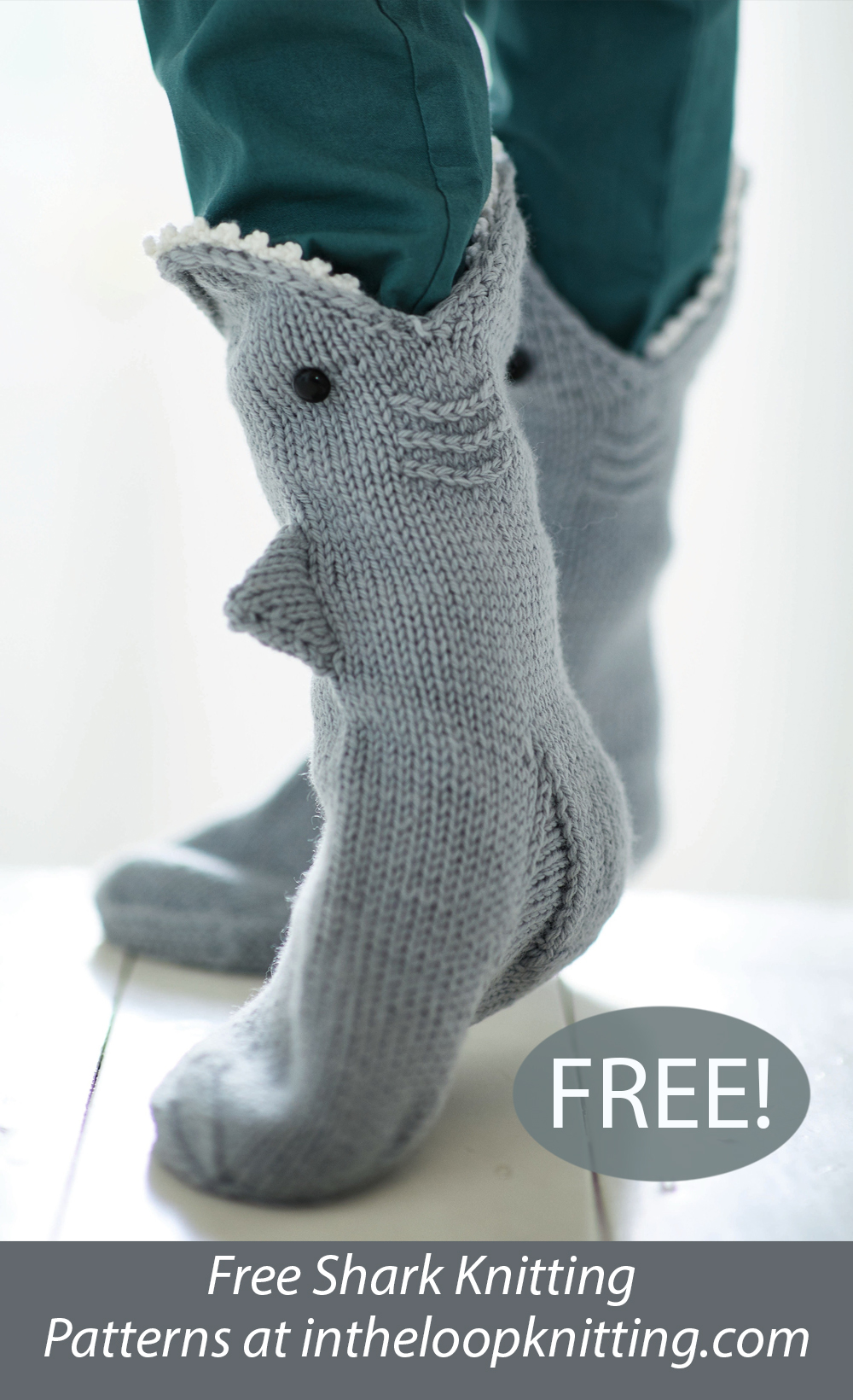 Shark Socks Free Knitting Pattern