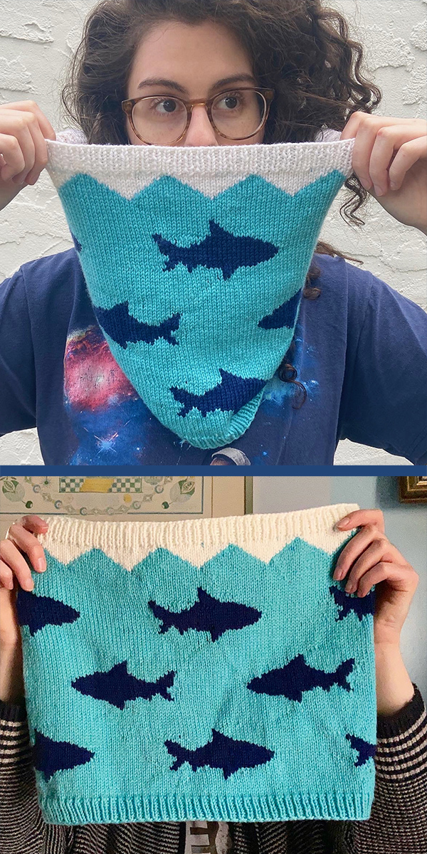 Shark Knitting Pattern Sharkney Cowl