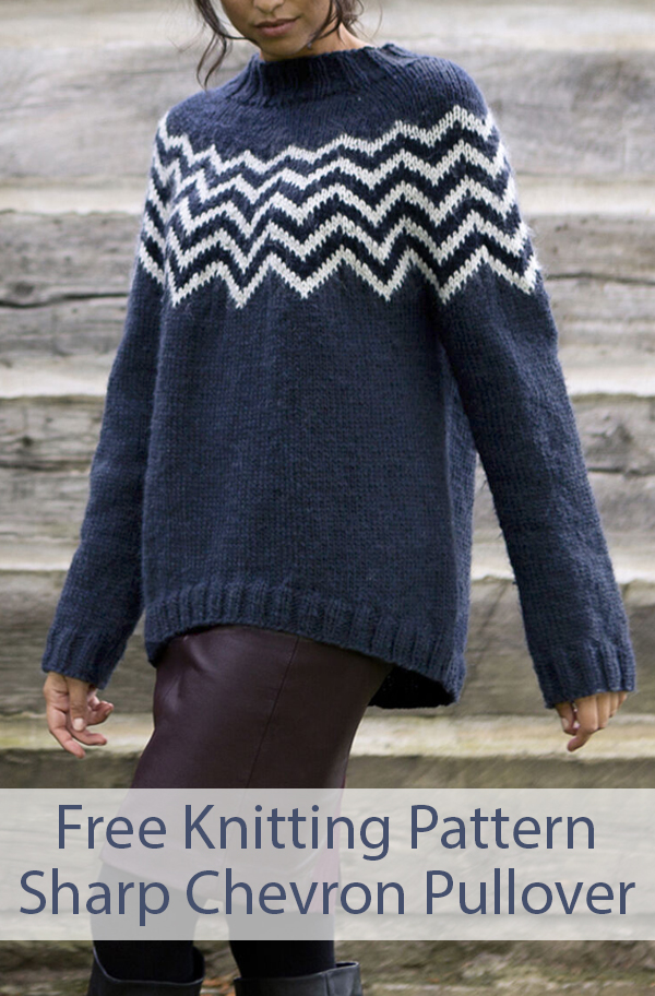 Free Knitting Pattern for Sharp Chevron Pullover Sweater