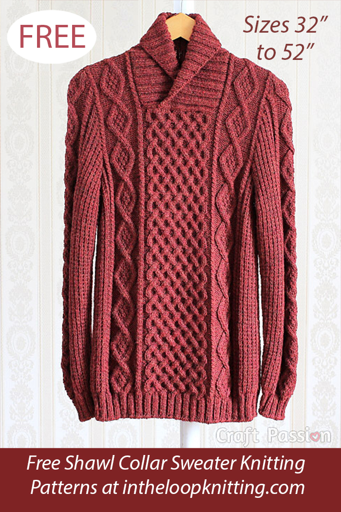 Free Shawl Collar Cable Pullover Knitting Pattern 
