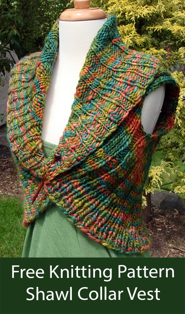 Free Knitting Pattern for Shawl Collar Vest