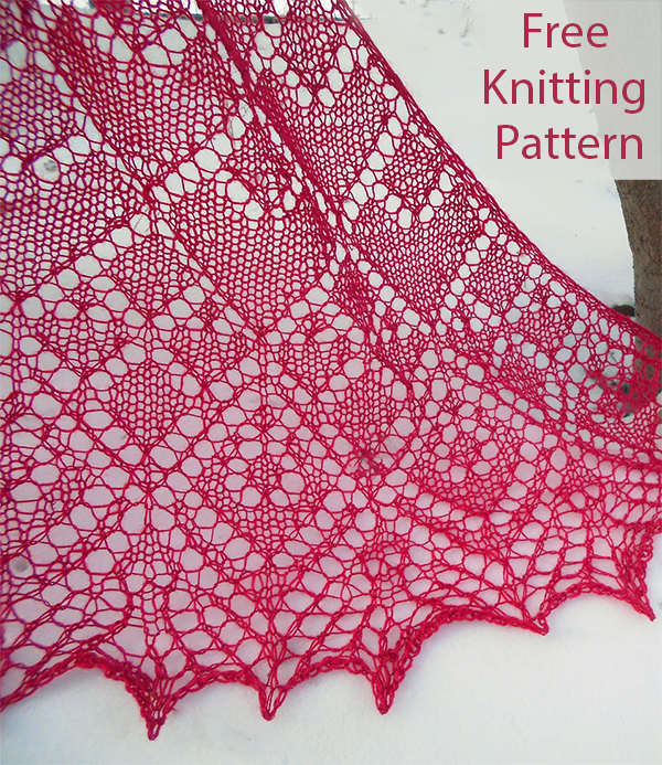 Playing Card Queen of Hearts Shawl Free Knitting Pattern 