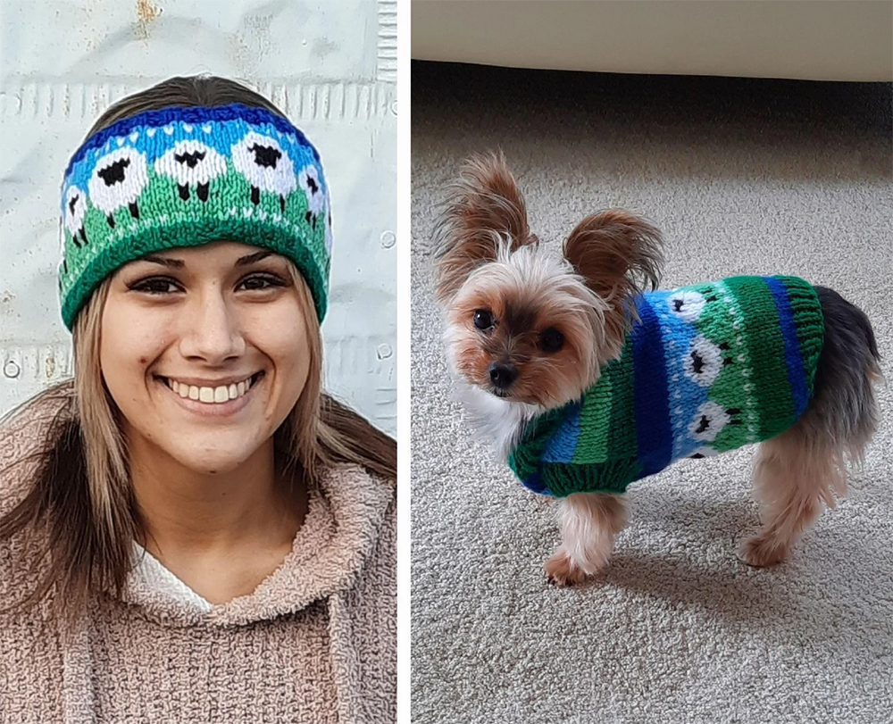 Sheep Family Headband and Dog Sweater