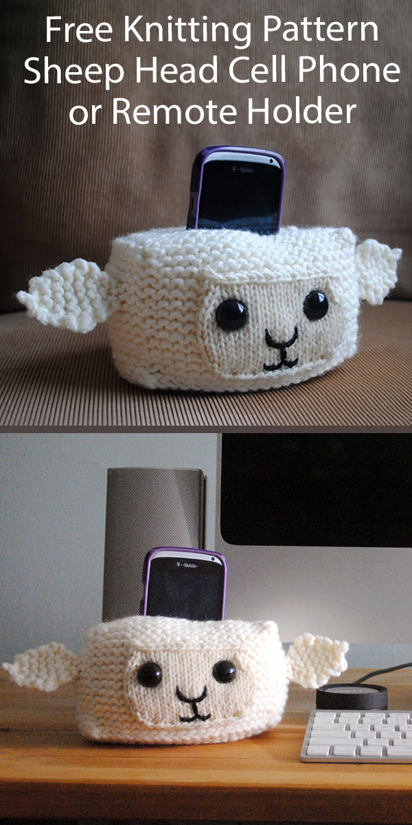 Free Phone or Remote Holder Knitting Pattern Sheep Head Cell Phone Holder