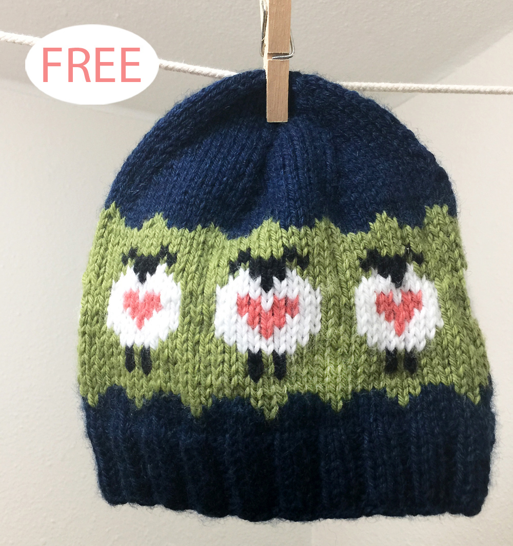 Free Sheep Love Hat Knitting Pattern