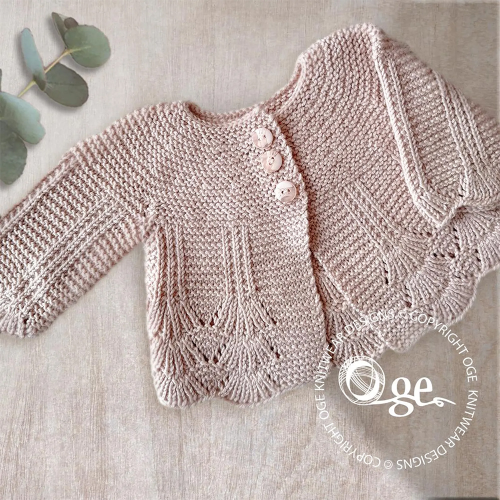 Shell Border Baby Cardigan Knitting Pattern