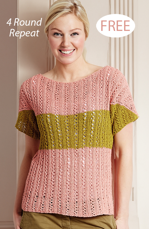 Free Eyelet Rib Tee Pattern Knitting Pattern