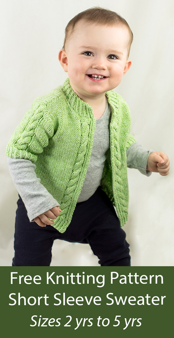 Free Knitting Pattern Child's Short Sleeve Summer Sweater Cardigan